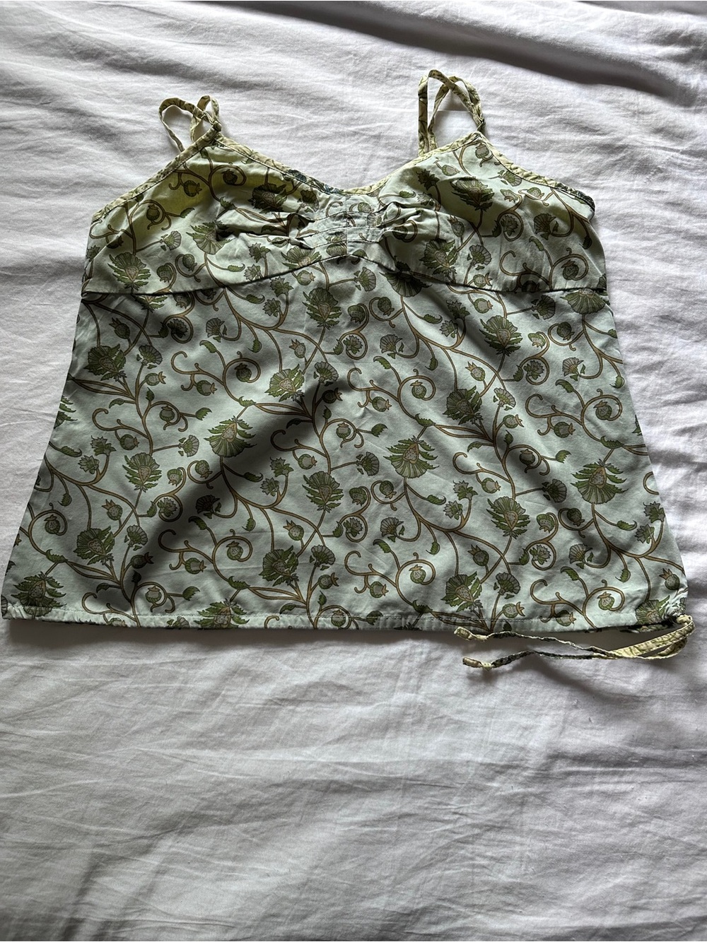 GAP Light Mint and Olive Floral Camisole/Tank Top